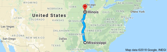 Mississippi to Illinois Auto Transport Route