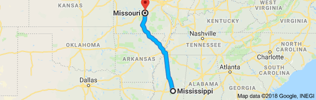 Mississippi to Missouri Auto Transport Route