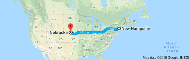 New Hampshire to Nebraska Auto Transport Route