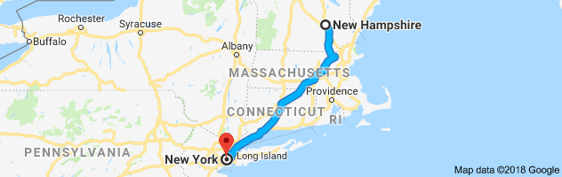 New Hampshire to New York Auto Transport Route
