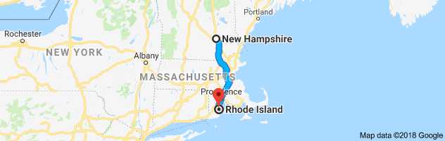 New Hampshire to Rhode Island Auto Transport Route