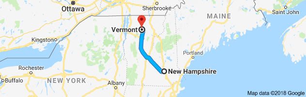 New Hampshire to Vermont Auto Transport Route