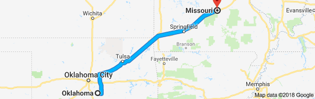Oklahoma to Missouri Auto Transport Route
