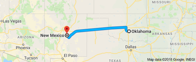 Oklahoma to New Mexico Auto Transport Route