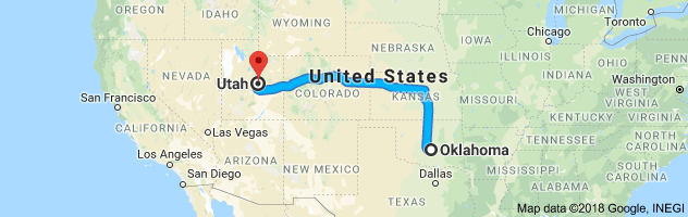 Oklahoma to Utah Auto Transport Route