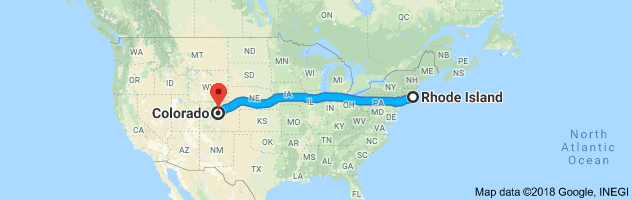 Rhode Island to Colorado Auto Transport Route