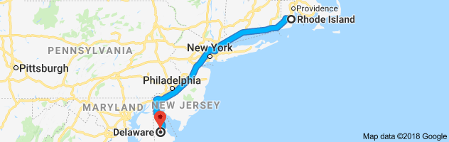 Rhode Island to Delaware Auto Transport Route