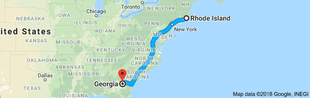 Rhode Island to Georgia Auto Transport Route