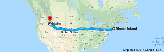 Rhode Island to Idaho Auto Transport Route