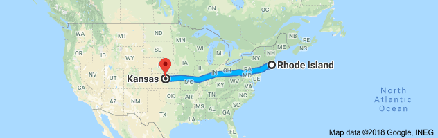 Rhode Island to Kansas Auto Transport Route