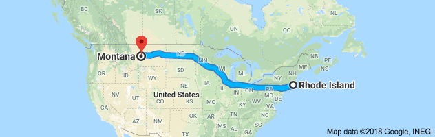 Rhode Island to Montana Auto Transport Route