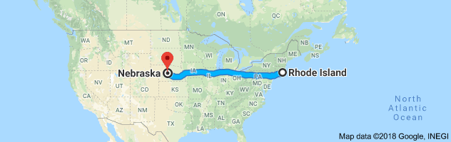 Rhode Island to Nebraska Auto Transport Route