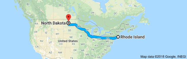 Rhode Island to North Dakota Auto Transport Route