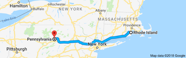 Rhode Island to Pennsylvania Auto Transport Route
