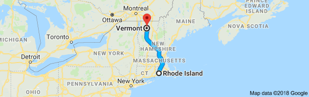 Rhode Island to Vermont Auto Transport Route