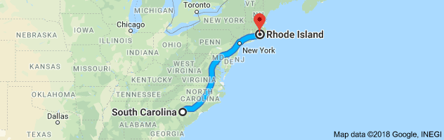 South Carolina to Rhode Island Auto Transport Route