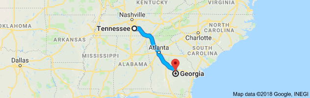 Tennessee to Georgia Auto Transport Route