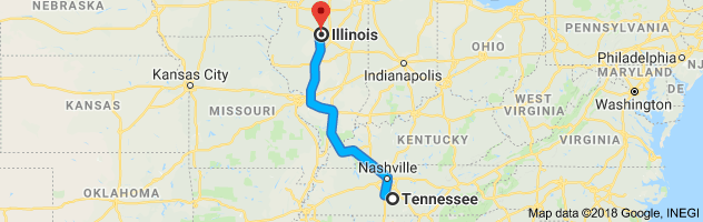 Tennessee to Illinois Auto Transport Route