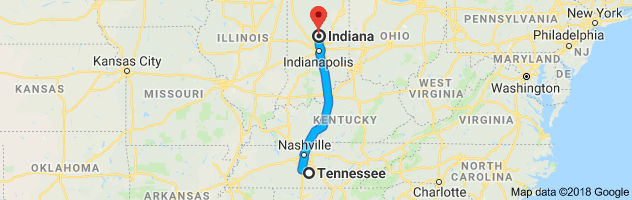 Tennessee to Indiana Auto Transport Route