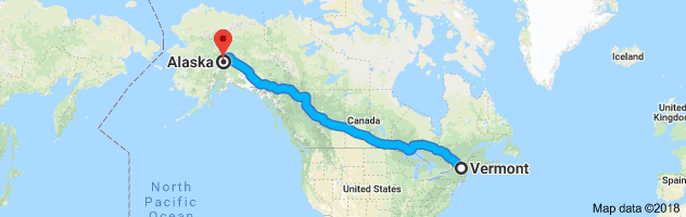 Vermont to Alaska Auto Transport Route