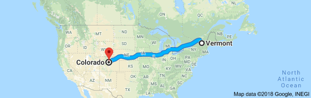 Vermont to Colorado Auto Transport Route