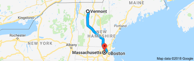 Vermont to Massachusetts Auto Transport Route