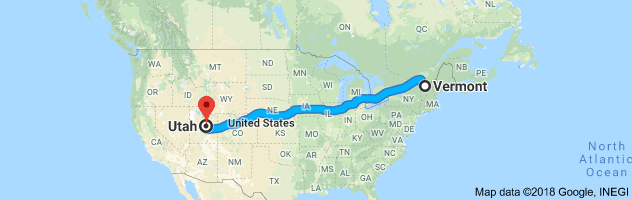 Vermont to Utah Auto Transport Route