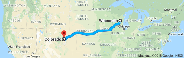 Wisconsin to Colorado Auto Transport Route