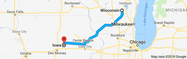 Wisconsin to Iowa Auto Transport Route