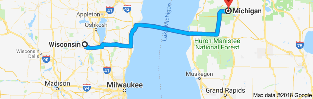 Wisconsin to Michigan Auto Transport Route