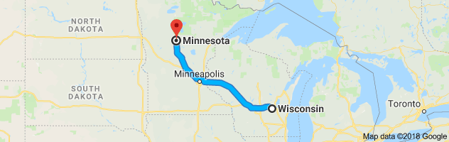 Wisconsin to Minnesota Auto Transport Route