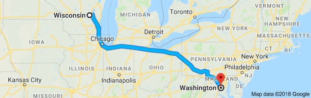 Wisconsin to Washington Auto Transport Route