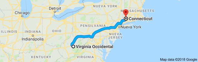 West Virginia to Connecticut Auto Transport Route