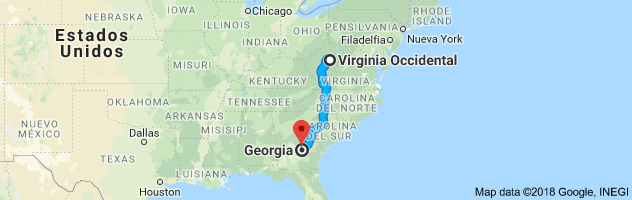 West Virginia to Georgia Auto Transport Route