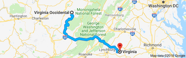 West Virginia to Virginia Auto Transport Route