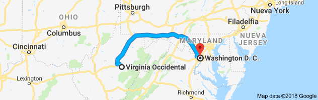West Virginia to Washington Auto Transport Route