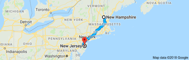 New Hampshire to New Jersey Auto Transport Route