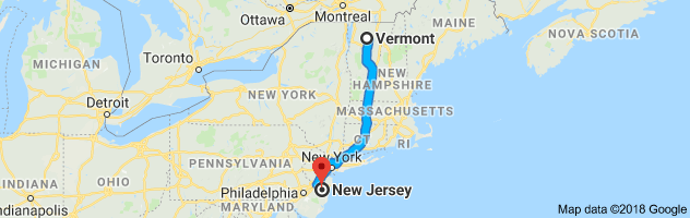 Vermont to New Jersey Auto Transport Route