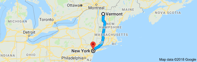 Vermont to New York Auto Transport Route