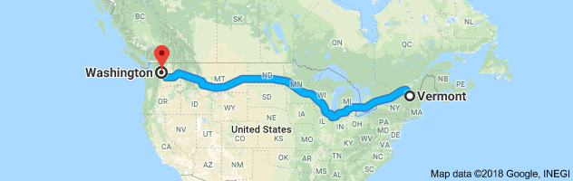 Vermont to Washington Auto Transport Route